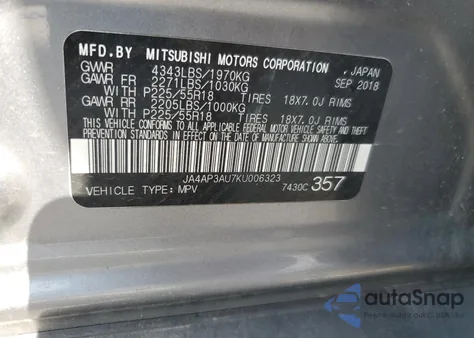 2019 Mitsubishi Outlander Sport Es from USA, damaged, VIN JA4AP3AU7KU006323